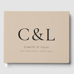 Beige Elegante Minimalistische Hochzeit Gästebuch