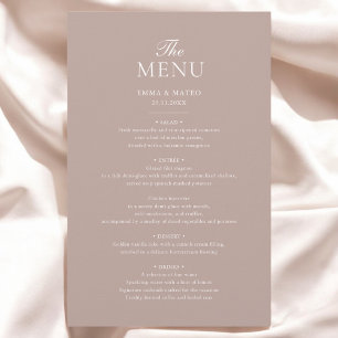 Beige Elegantes Minimalistisches Hochzeitsmenü