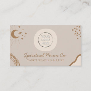 Beige Erde Ton Mond Sterne Spirituelles Reiki-Logo Visitenkarte