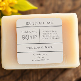 Beige | Etikett für Seifenzutaten Quadratischer Aufkleber