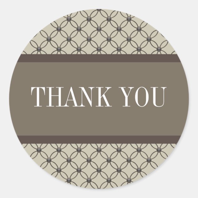 Beige Extravagante Gitter Danke Stickers (Vorderseite)