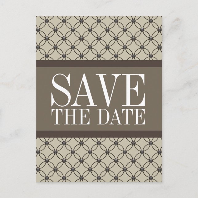 Beige Extravagante Gitter Save the Date Postkarte (Vorderseite)