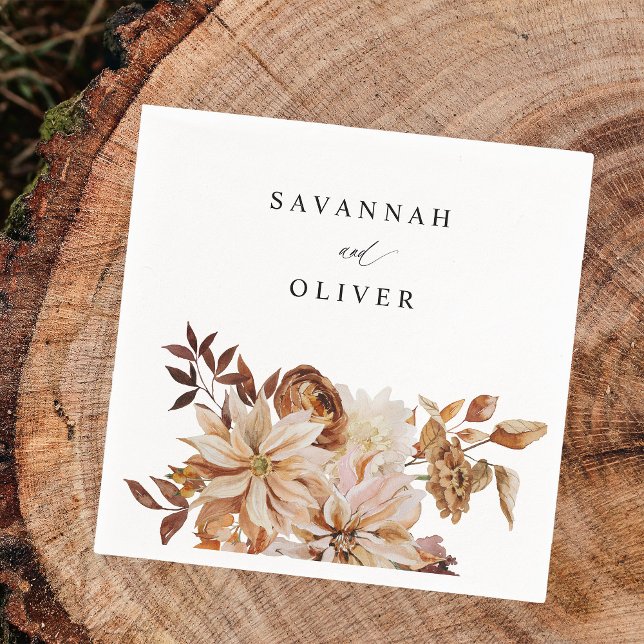 Beige Fall Floral Name Napkins Serviette (Von Creator hochgeladen)