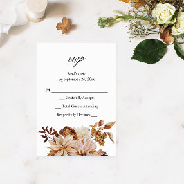Beige Fall Floral ni Mahlzeit UAWG VER RSVP Karte