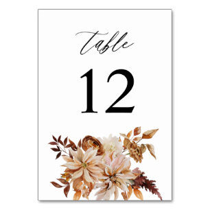 Beige Fall Floral Tischnummer