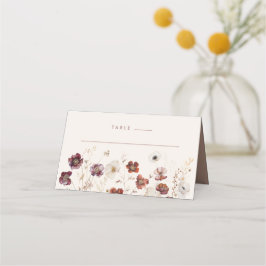 Beige Fall Floral Wedding Platzkarte