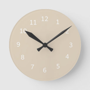 Beige Farbe Kamel Warm Neutrales Minimalistisches Runde Wanduhr