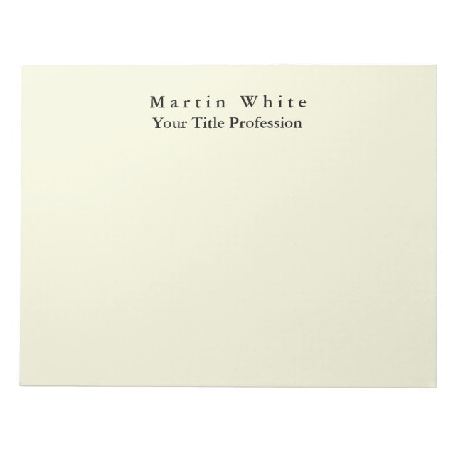 Beige Farbe Schlicht Elegante Beruflich Moderne Notizblock (Vorderseite)