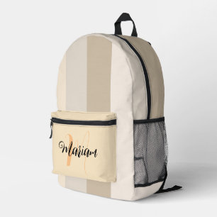 Beige Farbe - Vintage Initiale Buchstabe Name Mono Bedruckter Rucksack