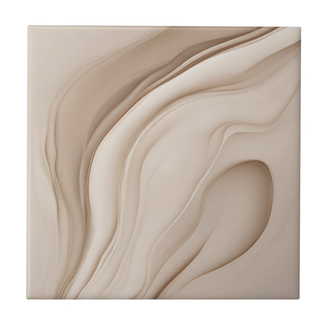 Beige Faux-Relief-Abstraktkunst Fliese (Vorderseite)