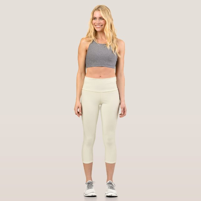 Beige (feste Farbe) Capri Leggings (Vorderseite)