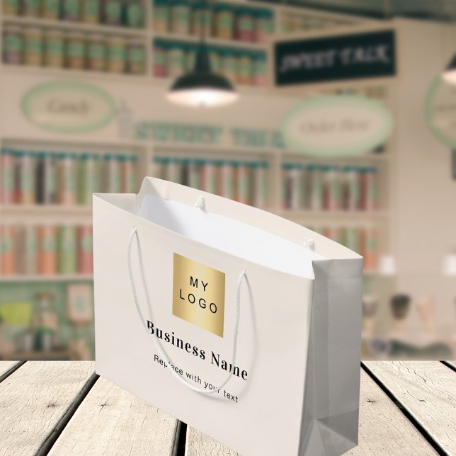 Beige Firmenlogo Große Geschenktüte (Von Creator hochgeladen)
