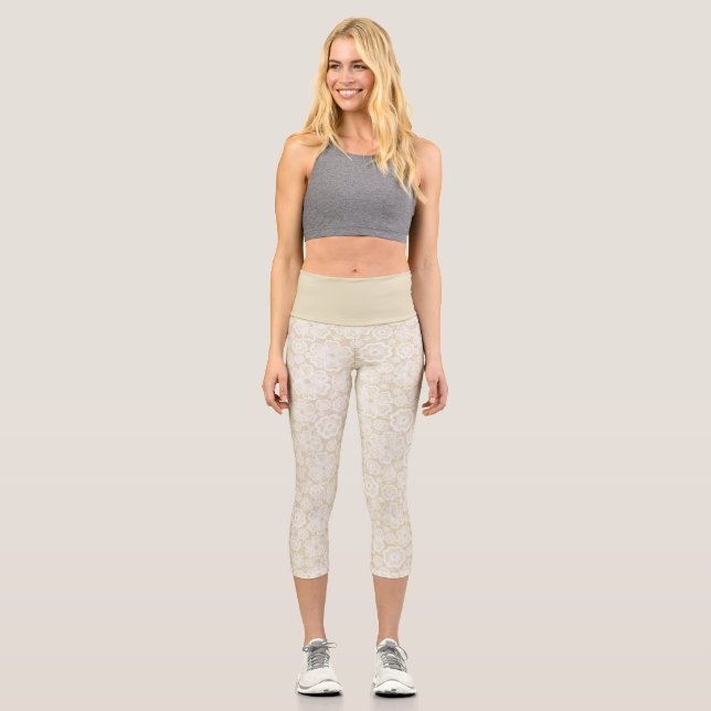 Beige Floral Capri Leggings (Vorderseite)