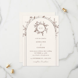 Beige Floral Elegant Card Save the Date Einladung