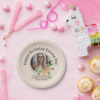 Beige Floral Frame Psychology Photo Center Text Li Pappteller