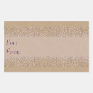 Beige Floral Geschenk Tag Rechteckiger Aufkleber