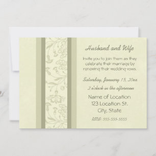 Beige Floral Wedding Vow Renewal Einladungen