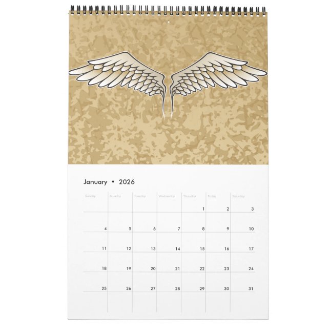 Beige Flügel Kalender (Jan 2026)