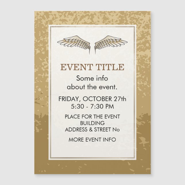 Beige Flügel Magnetkarte (Vorderseite)