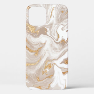 Beige flüssige Marmor, Goldlinienkunst. Case-Mate iPhone Hülle