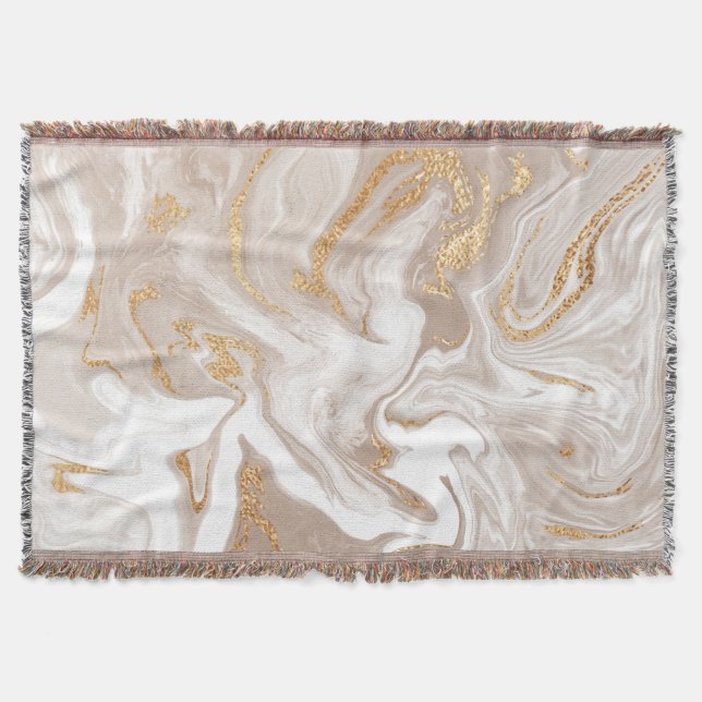 Beige flüssige Marmor, Goldlinienkunst. Decke (Vorderseite)