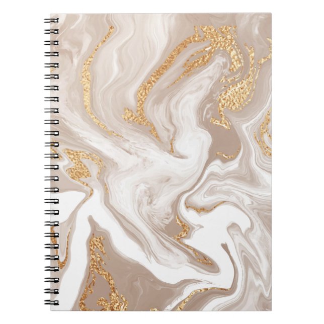 Beige flüssige Marmor, Goldlinienkunst. Notizblock (Vorderseite)