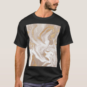 Beige flüssige Marmor, Goldlinienkunst. T-Shirt