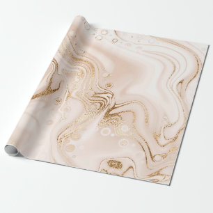 Beige Flüssigkeitsmarmor mit goldener Glitter-Spri Geschenkpapier