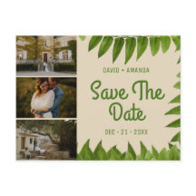 Beige Foliage Drei FotoCollage Save the Date