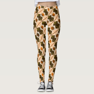Beige Formen, Streifen, Kreise oder orangefarbenes Leggings