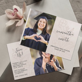 Beige Foto Abschluss Einladung