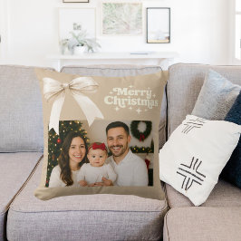 Beige Foto creme bow Weihnachten Kissen