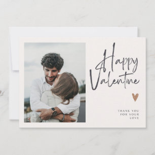 Beige Foto Hand Geschriebene Liebe Valentine Card Feiertagskarte