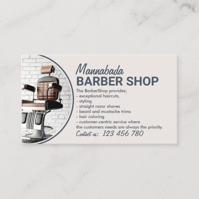 Beige Foto Retro Sessel Friseur Friseur Friseur Fr Visitenkarte (Vorderseite)