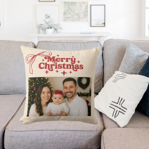 Beige Foto Roter Bogen handgezeichnet Weihnachten Kissen