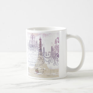 beige französische Schrift Kronleuchter Paris Eiff Kaffeetasse