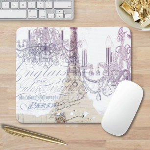 beige französische Schrift Kronleuchter Paris Eiff Mousepad
