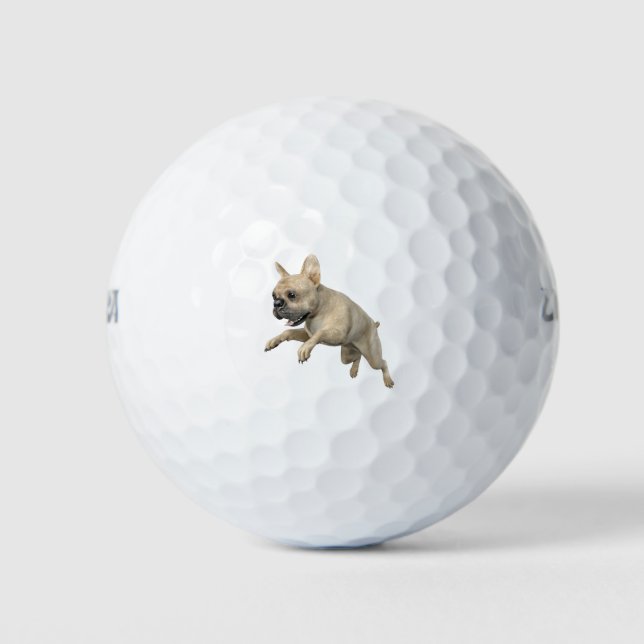 Beige Frenchie Bulldog Leaping Golfball (Vorderseite)