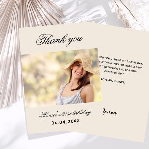 Beige Geburtstagskarte Foto Einladung