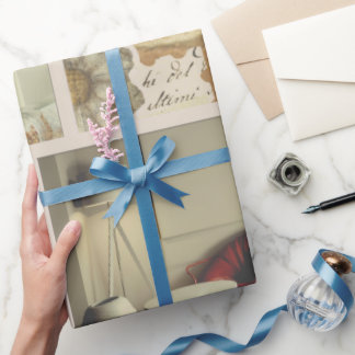 Beige Gelb Orange Minimalistisches Fotocollage Zuh Geschenkpapier