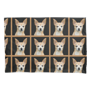 Beige gemalte Chihuahua auf schwarzem Hintergrund Kissenbezug