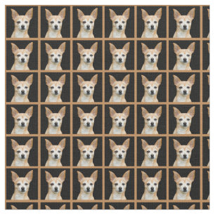 Beige gemalte Chihuahua auf schwarzem Hintergrund Stoff