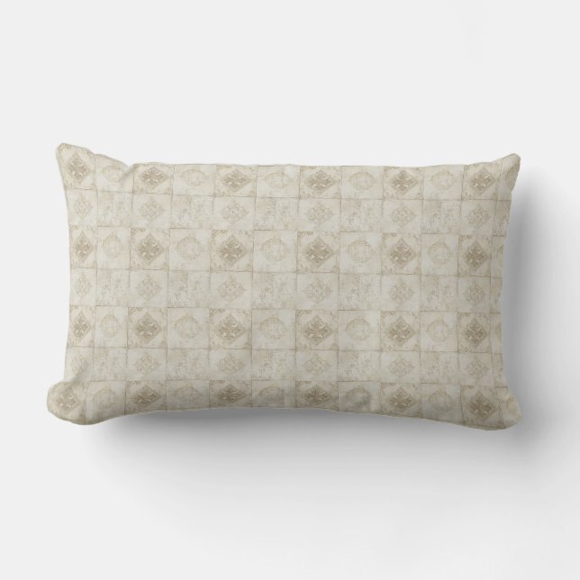 Beige Gemustert Kissen Für Draußen (Vorderseite)