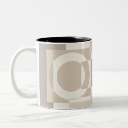 Beige geometrische Blöcke Minimalist Zweifarbige Tasse