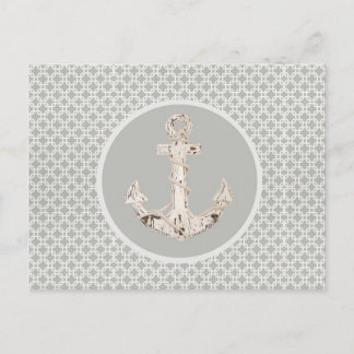 Beige geometrische Muster Preppy Nautic Anchor Postkarte