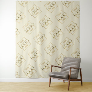 Beige-Geschäftslogo-Muster-Messe-Hintergrund Wandteppich