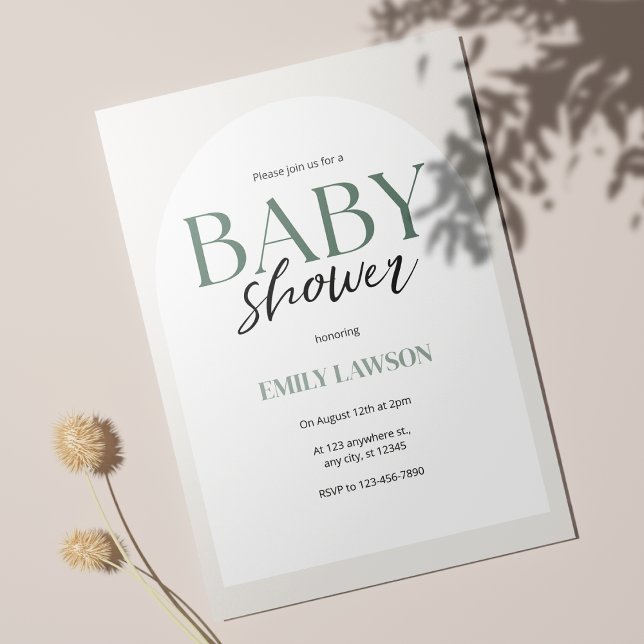 Beige Geschlecht neutrale Minimalistische Babydusc Einladung (Elegant Ivory Baby Shower Invitation 🎉)