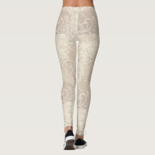 Beige gestreifte Leggings