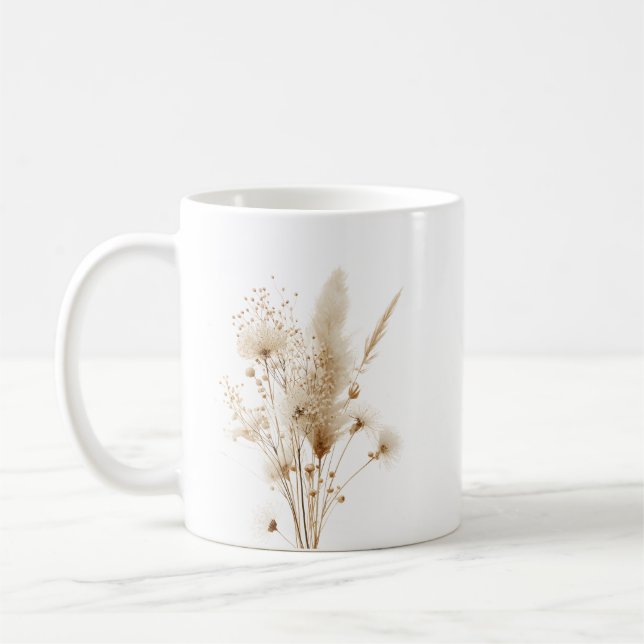 Beige getrocknete Blumen Botanisch Kaffeetasse (Links)