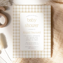 Beige Gingham Karo Baby Shower
